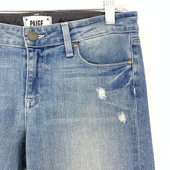 Paige Skyline Ankle Peg Jeans Womens Size 28 Distressed Denim Step Hem - Picture 4 of 7